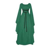 Générique Robe De Princesse Élégante Déguisement Punk Mariée Costume Halloween Soirée Cosplay Carnaval Jupe Longue Viking Imprimée Château 2024 Vert L