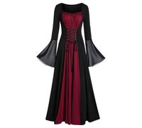 Générique Robe De Princesse Femme Medieval Costume Déguisement Adulte Longue Cendrillon Médiéval Grande Taille Deguisement Carnaval Venise Jupe Medievale Cocktail Moyen Age Rouge