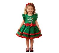Générique Robe De Princesse pour Petite Fille sans Manches avec Imprimé De Dessin Animé pour NoëL Dentelle Voler Manche Tulle Partie Robe De FêTe avec Jupe en Tulle pour FêTes Spectacles 1-6 Ans