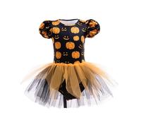 Générique Robe de Princesse Robe d'halloween pour Filles,Tutu Citrouille,Tenue de fête,Spectacle pour Enfants,Ensemble Jupe en élégante avec Manches Bouffantes