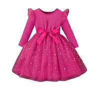 Générique Robe de Princesse,Robe midi en Tulle et velourà manchelonguepour bébéet Petite : Robe Portefeuille Maxi pour (Hot Pink, 18-24 Months)