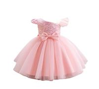 Générique Robe de Princesse Scintillante à Manches Papillons - en Tulle Arc-en-Ciel, Coupe sans Manches pour événement Formel ou fête.（Rose Clair,18-24 Mois）