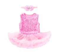 Générique Robe de Princesse Tutu pour Nouveau-Né Fille - Combinaison Élégante avec Body en Dentelle et Bandeau pour Célébration d'anniversaire (0-3 Months)