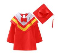 Générique Robe de Remise de Diplôme pour Enfants 2025 Tenue de Graduation avec Chapeau à Pompon et Cape Ensemble de Cérémonie Scolaire Unisexe Maternelle et Primaire