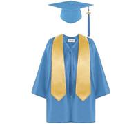 Générique Robe de Remise de Diplôme pour Enfants 2025 Tenue de Graduation avec Chapeau à Pompon et Cape Ensemble de Cérémonie Unisexe pour la Maternelle et l'École Primaire