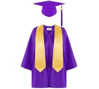 Générique Robe De Remise De Diplôme pour Enfants Ensemble Costume Ecole Primair Étudiant Remise de Diplôme Enfants Toge Diplômé et Chapeau pompon et ceinture de Graduation avec Pendentif et Fille