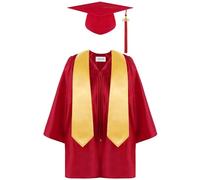 Générique Robe De Remise De Diplôme pour Enfants Ensemble Costume Ecole Primair Étudiant Remise de Diplôme Enfants Toge Diplômé et Chapeau pompon et ceinture de Graduation avec Pendentif et Fille
