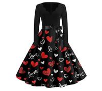 Générique Robe De Saint-Valentin Femme - Hepburn Robes Sexy Robe De Soirée Rétro Longue Tenue Élégante Vintage Chic Et Elegant Glamour Velours Cocktail Fete Manches Longues Jupe Vermillon S