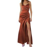 Générique Robe de soirée élégante en Satin plissé pour Femme création sans Bretelles avec Dos pour Une Glamour et des Occasions spéciales (Brown, M)