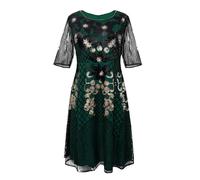 Générique Robe de soirée élégante pour Femme avec imprimé Floral et Paillettes Scintillantes pour Banquet et Occasions spéciales en Saisons Printemps été Automne (Green, S)