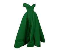 Générique Robe de soirée élégante pour Femmes en Mousseline de Soie Style rétro français Longueur Plancher col en V Coupe Basse pour Mariage et Cocktail été (Green, L)