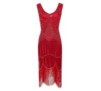 Générique Robe De SoiréE Femme Chic,Robe De SoiréE éLéGante à Franges De Sequins Et DéTails PerléS IdéAle pour Les Cocktails Et Les Occasions Formelles Robe Mi-Longue Scintillante (Rd1, XS)