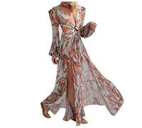 Générique Robe de Soirée Femme Imprimée Élégante pour Événements et Sorties Sensuelles (Green, L)