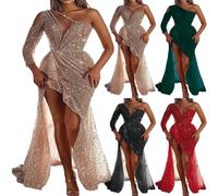 Générique Robe De Soirée Femme Longue Princesse, Robe Soirée Femme Chic Et Elegant Mariage Paillettes, 2025 Nouveau Jupe Sequin À Une Seule Épaule Robes Fente Dress Enveloppée dans Les Hanches Robes