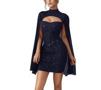 Générique Robe De Soiree Femme Paillette- Robe Sexy Col Rond Chic Et Elegant Moulante Creuse Tempérament Cape De Bal Dress pour Carnaval Fête