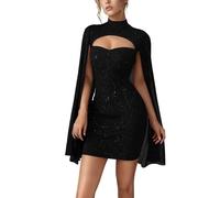 Générique Robe De Soiree Femme Paillette- Robe Sexy Col Rond Chic Et Elegant Moulante Creuse Tempérament Cape De Bal Dress pour Carnaval Fête