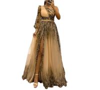 Générique Robe De Soiree Femme Robe De Mariée Manche Longue Luxe Invitée Hiver Coton Paillette Dentelle Ceremonie Vintage Sexy Moulante Ropa Kaki L