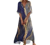 Générique Robe De SoiréE Femme - Robe Longue Chic Et Elegant D'éTé à Fleurs pour Femmes Robe Longue BohèMe Col en V DéContractéE à Manches Mi-Longues Robes Longues Femmes Robe De Cocktail