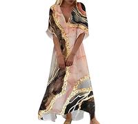 Générique Robe De SoiréE Femme - Robe Longue Chic Et Elegant D'éTé à Fleurs pour Femmes Robe Longue BohèMe Col en V DéContractéE à Manches Mi-Longues Robes Longues Femmes Robe De Cocktail