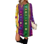 Générique Robe De Soiree Femme Robes Col Rond Vetement Femme Dress Party Manches Longues Robe Carnaval trapèze Dresses Élégante Vintage Courte pour Les Réunions Vert armée L