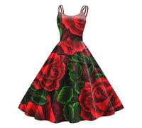 Générique Robe de soirée Femme sans Manches Coupe rétro Longueur Genoux évasée idéale pour événements Formels et bals annuels (Dark Blue, L)