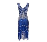 Générique Robe De Soiree Femme Sexy,Robe De SoiréE éLéGante à Franges De Sequins Et DéTails PerléS IdéAle pour Les Cocktails Et Les Occasions Formelles Robe Mi-Longue Scintillante (Blue, XL)