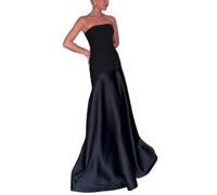 Générique Robe de soirée Longue Bustier en Satin Patchwork Coupe Ample Coupe trapèze Couleur Unie Longueur au Sol