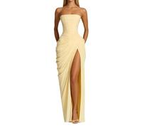 Générique Robe de Soirée Longue Femme Élégante Maxi Robes à Épaules Dénudées Sexy Robe Moulante Dos Robes de Chic à Fendue Demoiselle Honneur pour Bal Cocktail Party Cérémonie Mariage Invité 2026