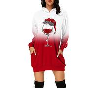Générique Robe De Soirée Noel Femme, Sweat De Noel Femme À Manches Longues Col Rond avec Capuche Sweat Shirt Oversize Imprimé Ample Décontractée Hoodie Sportwear Pullover Dress avec Poche