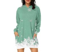 Générique Robe De Soirée Noel Femme, Sweat Long Femme Sport À Manches Longues Col Rond Sweat-Shir Décontracté Imprimé Pullover Automne Hiver Tunique Casual Respirants avec Poches