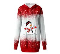 Générique Robe De Soirée Noel Femme, Sweat Noel Femme À Manches Longues Col Rond avec Capuche Pullover Imprimé Dress Midi Décontractée Confortable Et Douce Hoodie Automne Hiver avec Poches
