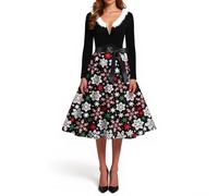 Générique Robe de Soirée Orientale Femme Glamour Elegant Dentelle Ecossaise Fete Moulante Velours Reveillon Paillette Vintage Robe Noel Chic Tenue Noël Trapeze Sexy Deguisement Sapin de Noel Femme L