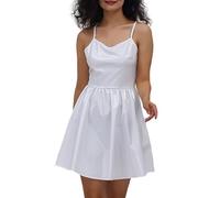 Générique Robe de soirée sans manches métallique pour femme robe de club en simili cuir brillant effet mouillé mini robe sexy à bretelles spaghetti pour soirée boîte de nuit cocktail
