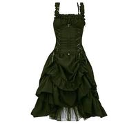 Générique Robe de Sorcière Femme Costume Medieval Elegant Robe Femme Halloween Soiree Adolescente Costumes Ado Gothique Citrouille Mariée Sorcière Demon Déguisement Mariée Halloween XXL