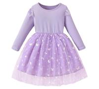 Générique Robe De Spectacle Fille Printemps Automne Manches Longues Nouveau Modèle 2026 Princesse Papillon Tulle Scène(Purple, 3-4 Years)
