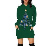 Générique Robe de Tous Les Jours Robe à Capuche à imprimé enfance de Noël Violette pour Femme(Green,L)