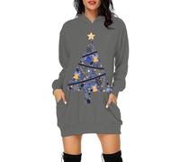 Générique Robe de Tous Les Jours Robe à Capuche à imprimé enfance de Noël Violette pour Femme(Grey,L)