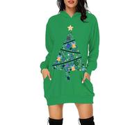Générique Robe de Tous Les Jours Robe à Capuche à imprimé enfance de Noël Violette pour Femme(Light Green,L)