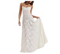 Générique Robe Décontractée Femme avec Bretelles Dentelle pour Tenue Fée Élégante en Saison Automnale et Loisirs (White, S)