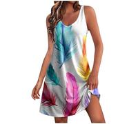 Générique Robe décontractée pour Femmes avec col Rond et Design imprimé élégant Poches Pratiques et Coupe débardeur Suspendu Confortable pour Un Style Quotidien (Sky Blue, M)