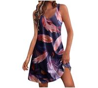 Générique Robe décontractée pour Femmes avec col Rond et Design imprimé élégant Poches Pratiques et Coupe débardeur Suspendu Confortable pour Un Style Quotidien (Purple, M)