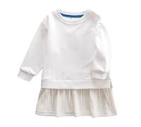 Générique Robe Décontractée pour Fille en Velours et Tissu Principal Couleur Unie Style Mignon et Confortable pour Quotidien(White, 6-7 Years)