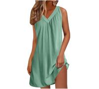 Générique Robe Décontractée sans Manches Col V Nuisette Légère Mini pour Plage Nuit Et Détente