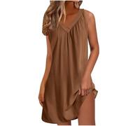 Générique Robe Décontractée sans Manches Col V Nuisette Légère Mini pour Plage Nuit Et Détente