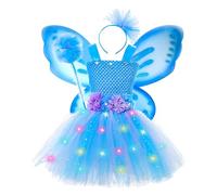 Générique Robe d'été en LED sans Manches pour Enfants, Tenue décontractée pour Filles (Blue, 2-3 Years)