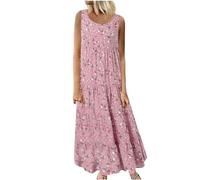 Générique Robe d'été Longues 2025 pour Femme sans Manches Légère Fluide Taille Empire Robe de soirée d'invité de Mariage Tenue Boheme Respirant Travail Hawai Pas Cher Robes d'été bohème à Franges