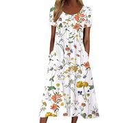 Générique Robe d'été Maxi Slim à Manches Courtes et imprimé Floral pour Femme Robes Grandes Tailles