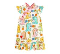 Générique Robe d'Été Outdoor Jeu Confortable Col Rond Élastique Tout Petit Âge 2-7 Ans Léger Respirant Décontracté Tenue Parfait avec Sandales(4-5 Years)