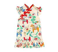 Générique Robe d'Été Outdoor Jeu Confortable Col Rond Élastique Tout Petit Âge 2-7 Ans Léger Respirant Décontracté Tenue Parfait avec Sandales(Red, 6-7 Years)