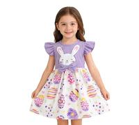 Générique Robe d'été pour Fille avec imprimé Floral intégral - Applications de Lapin Mignonnes comme Mode décontractée Tendance